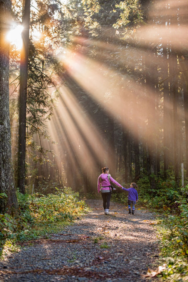 Family hiking together